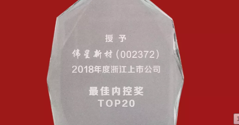 bat365官网登录入口新材荣获2018年度浙江上市公司 “最佳内控奖TOP20”